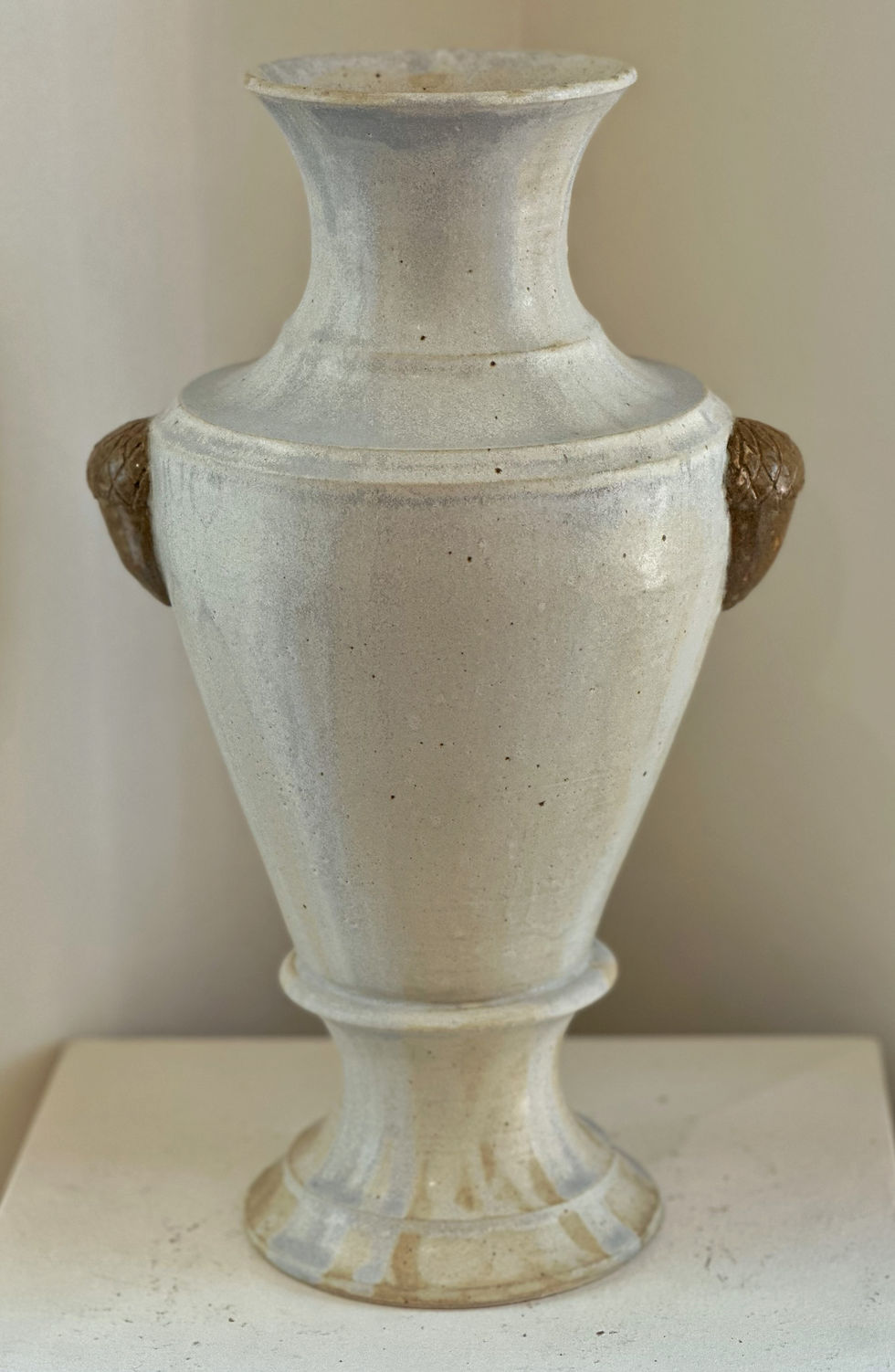 Alabaster Glaze Jar with Acorns