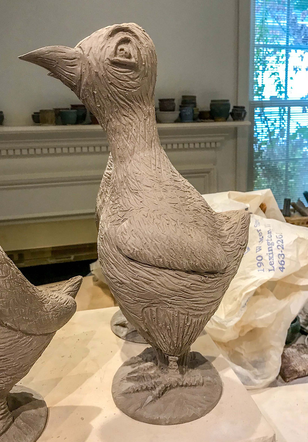 Add wings and eyes and carve the feathers