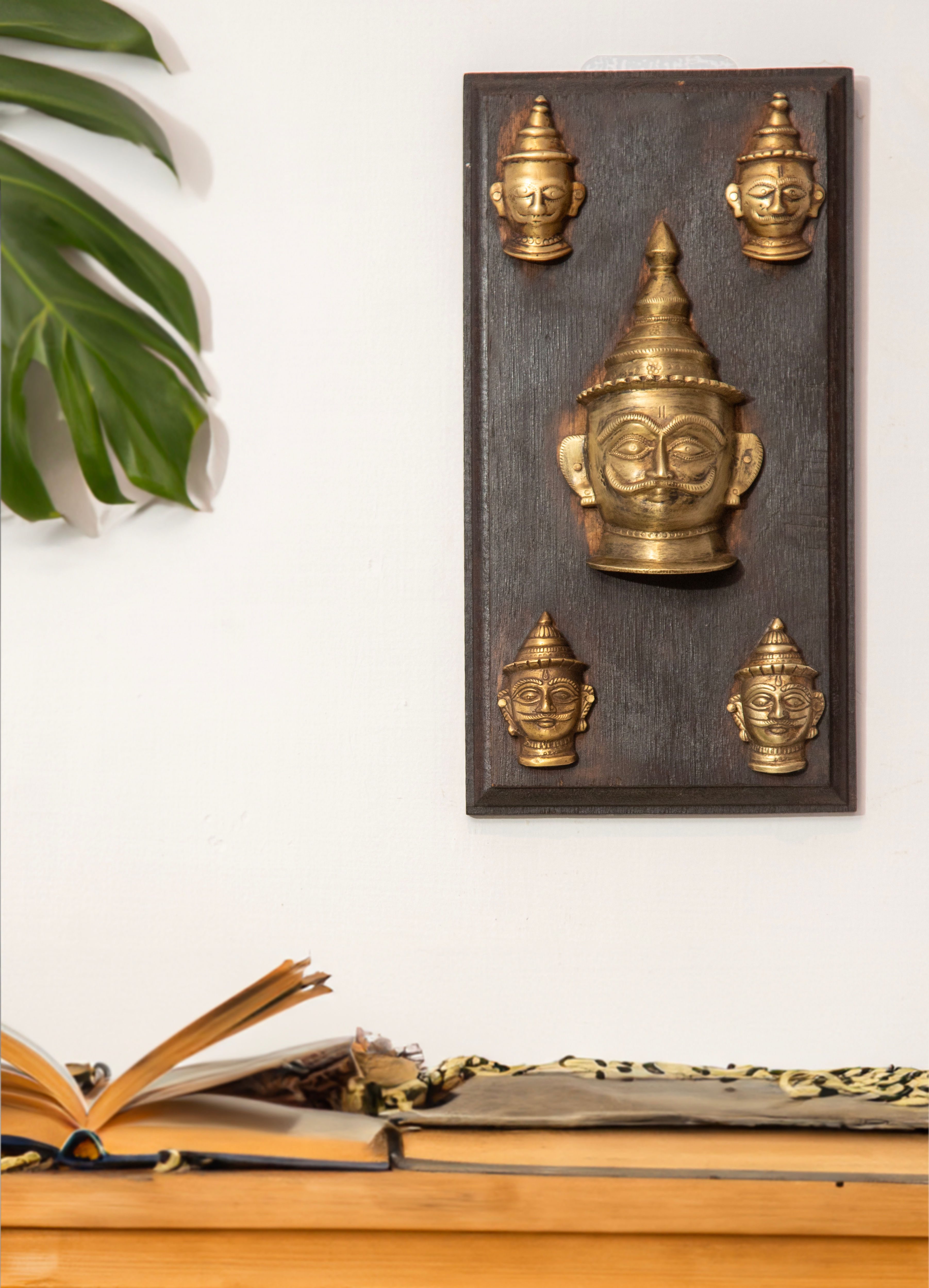 Antique Wall Frame With Brass Faces