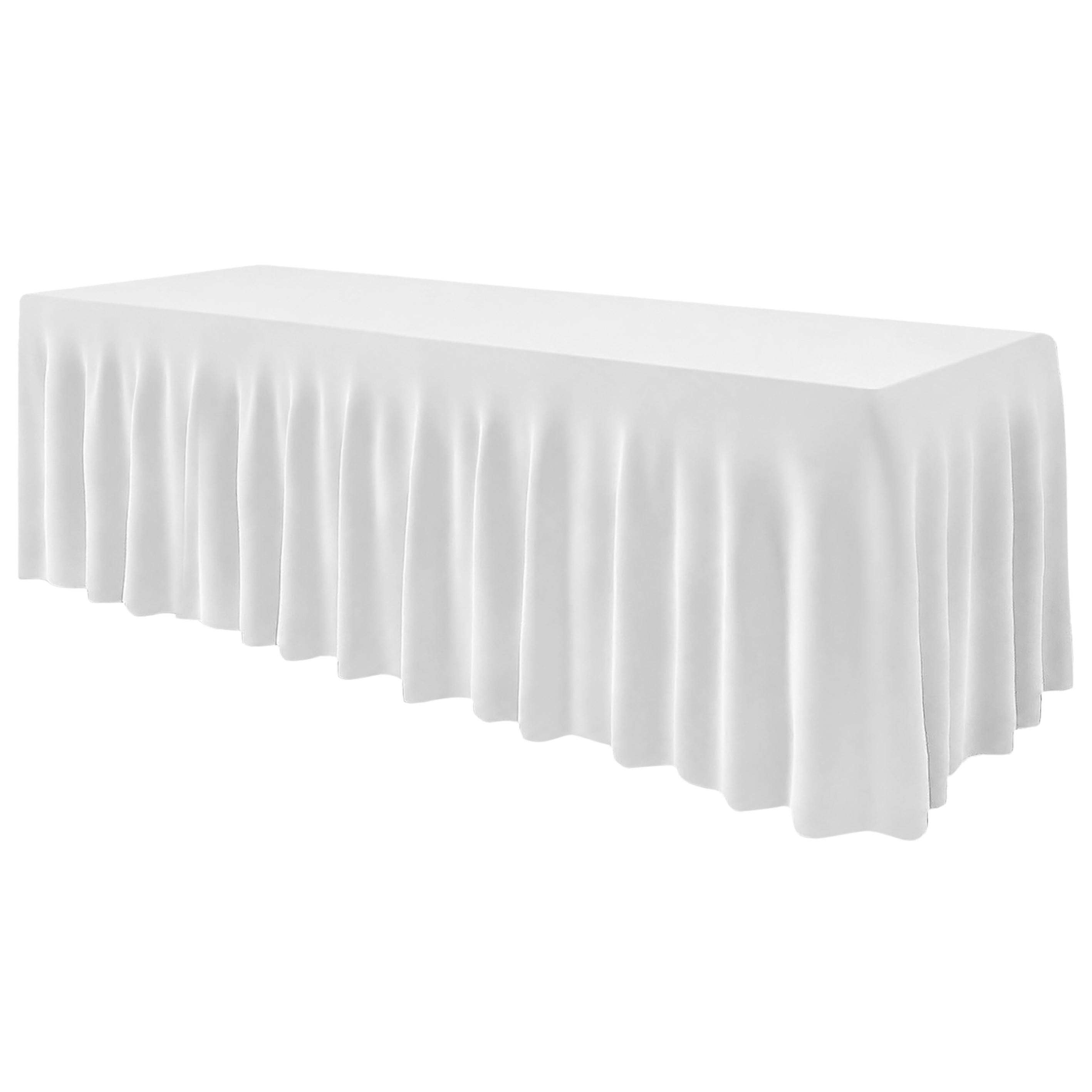 8 ft Fitted Pleated Tablecloth – White