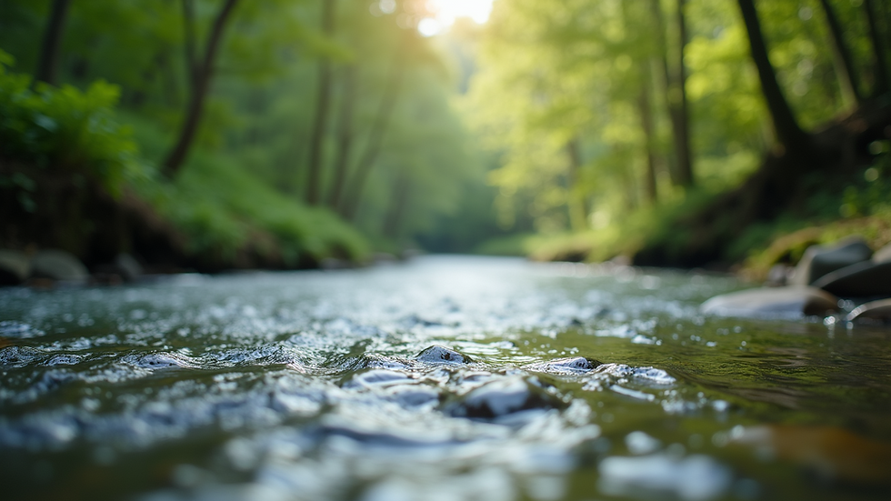 Close-up view of a serene nature scene with a flowing river