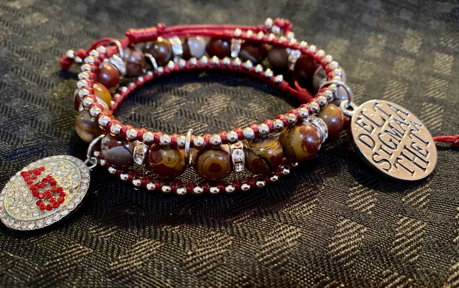 DST Gemstone, Leather, and Steel Bracelet