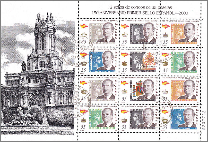 Іспанія 2000, 150-річчя першої іспанської марки, Mi 3520-3526