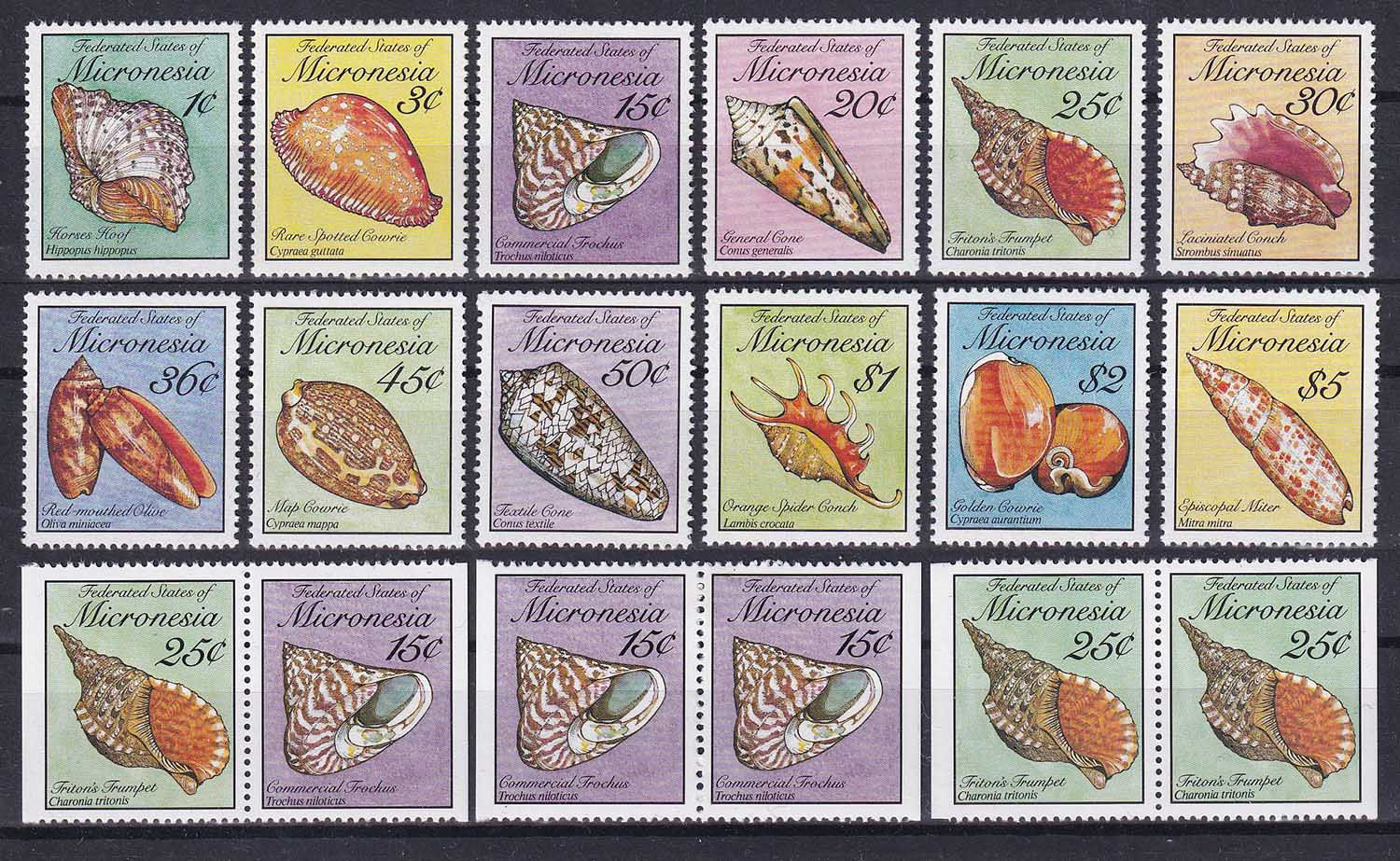 Мікронезія 1989, Мушлі, Мі 142-153