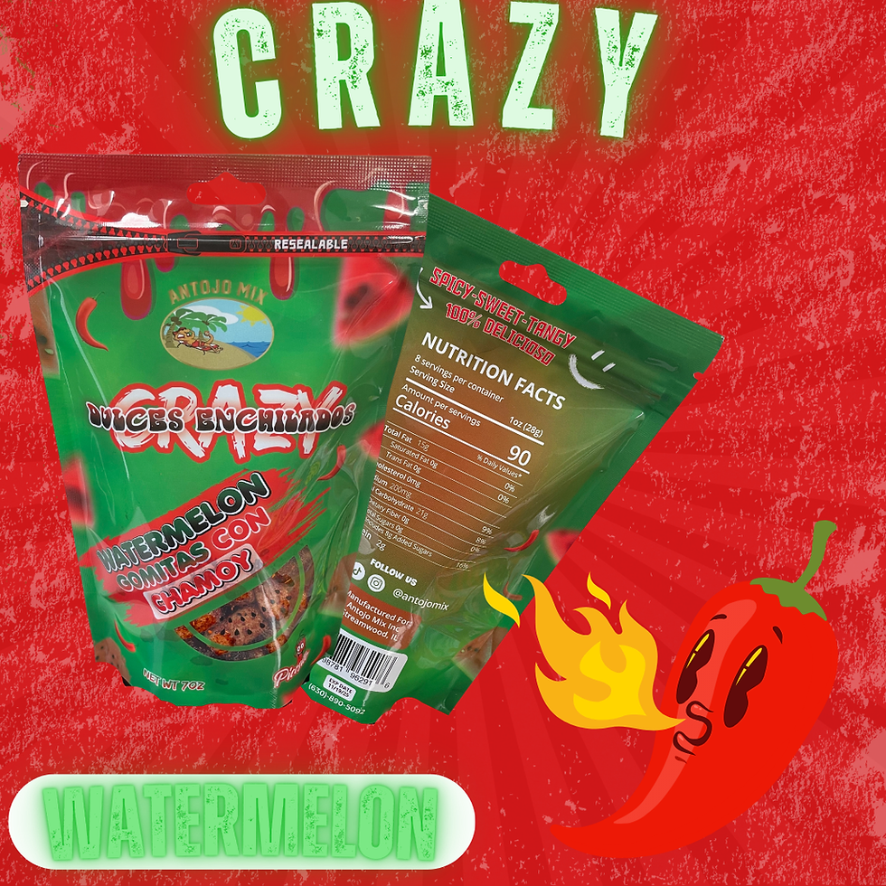Crazy Dulces Enchilados, Crazy Gummies bag, Watermelon.