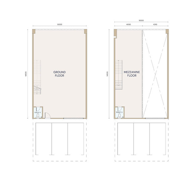 Armani Bizcore Type B — 2,537 sq ft 1.5 storey factory unit with 1,442 sq ft ground floor, 691 sq ft mezzanine & 404 sq ft accessories parcel.