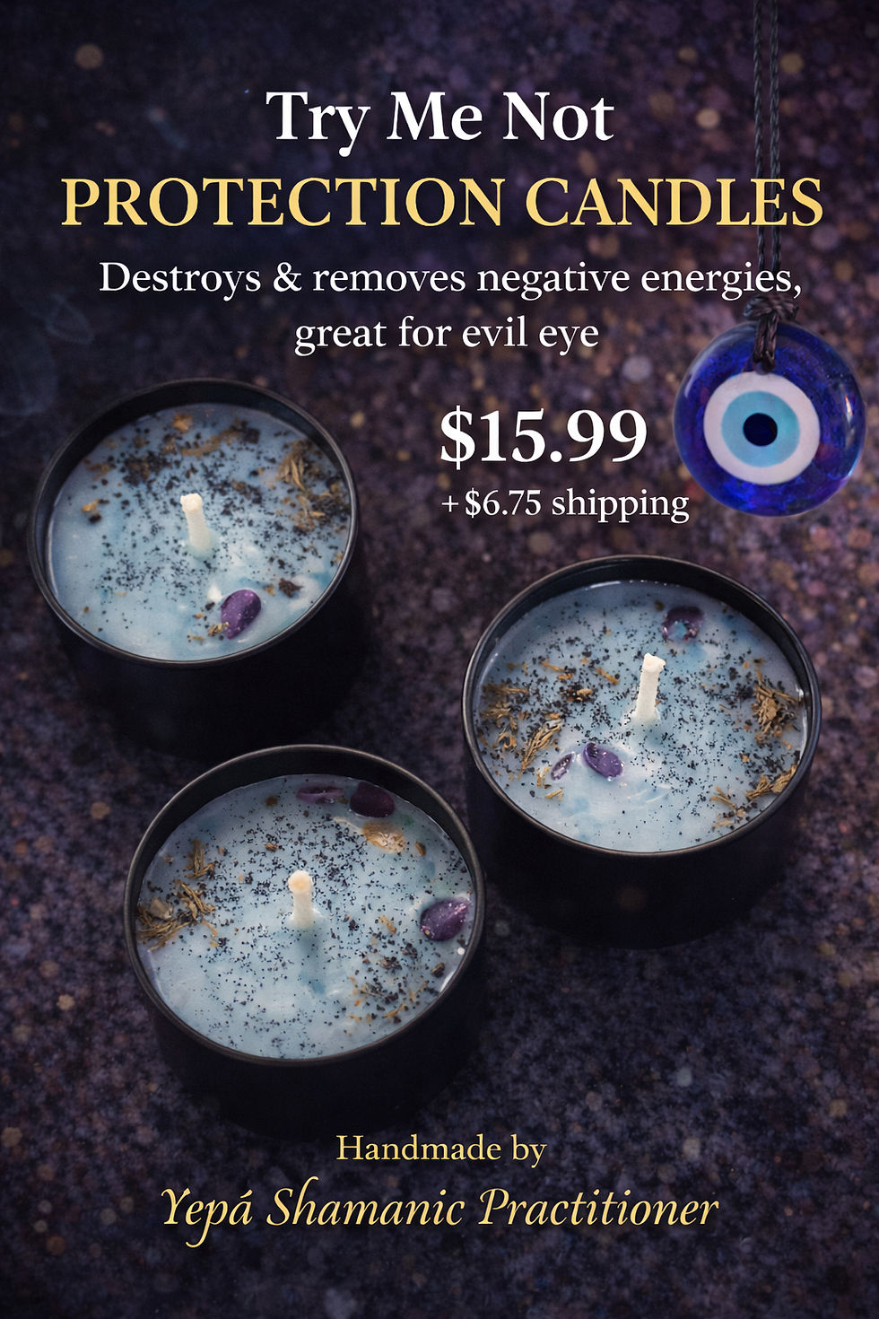 Handmade Protection Candles Try Me Not 🧿🪬 Now Available for Purchase