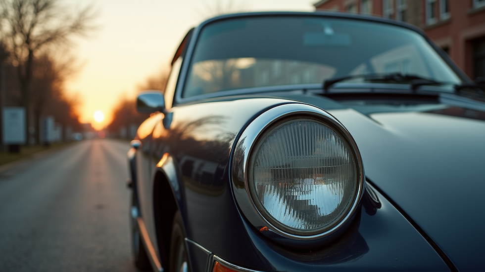 Close-up view of a used car with a "For Sale" sign