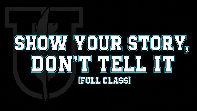 Black course title card with bold white varsity lettering outlined in bright blue reading “Show Your