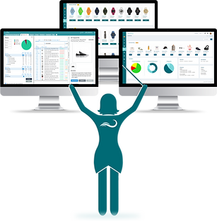 a Maestro figure conducting different screens that show Digital Wave Technology's solutions