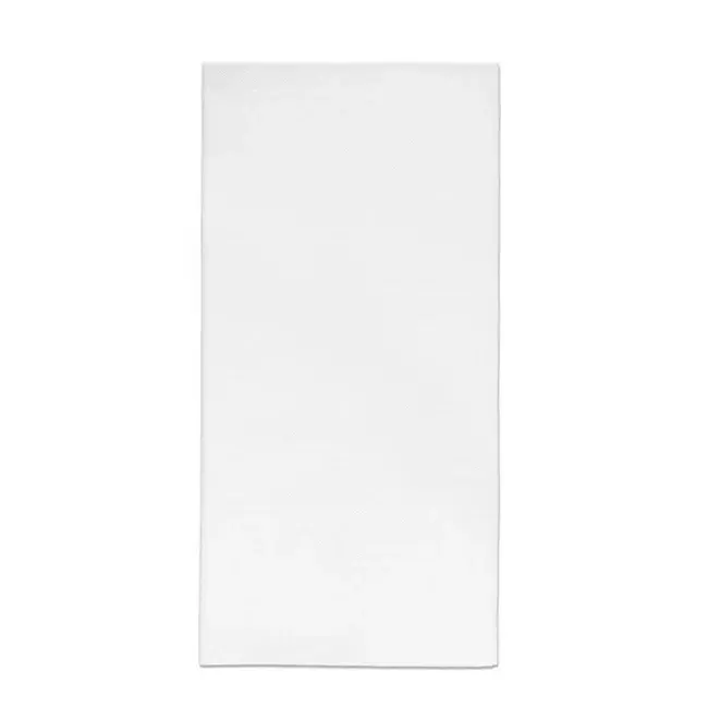 Folded 3-ply white dinner napkin, 40cm x 40cm size.