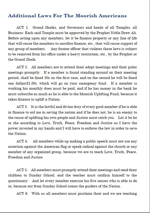 Thumbnail: the additonal laws of the moorish science temple of america