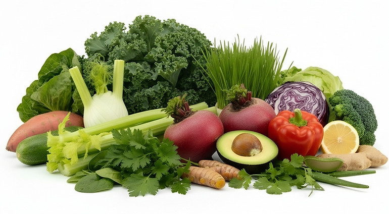 raw vegetables ready for juicing