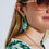 Thumbnail: Q2 Green Metallic Embellished Teardrop Dangle Earrings