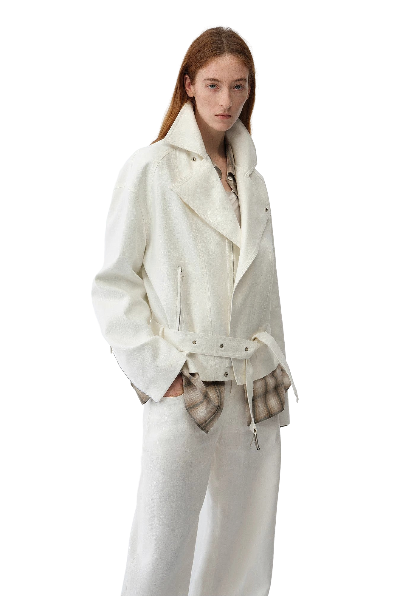 Firelady Fur "Modern Past" Practical Personality Linen Moto Jacket