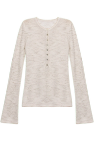 Firelady Fur "Perry Moonlight" Cotton and Linen Knit Beaded Bell Sleeve Cardigan
