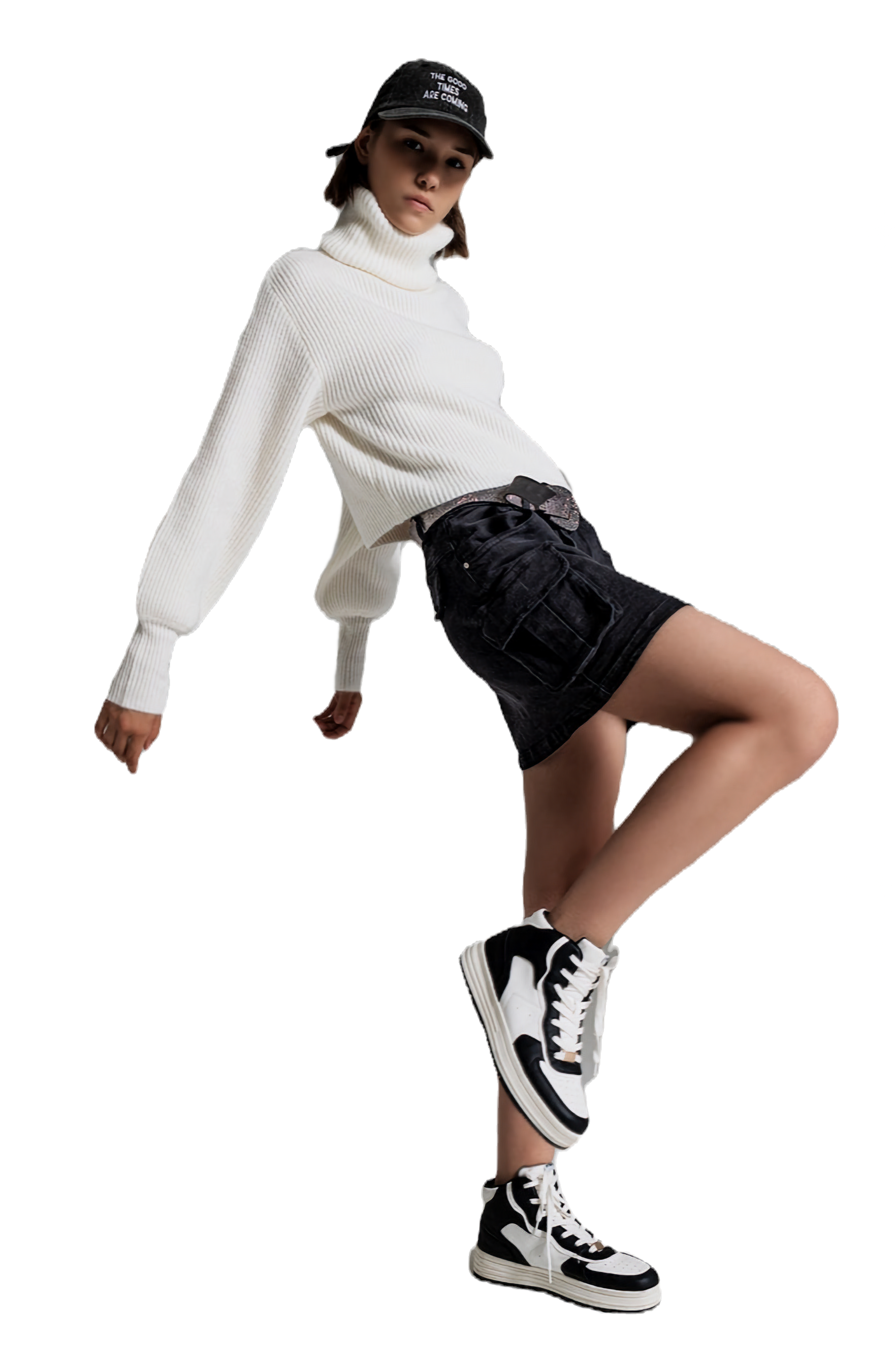 Q2 Cargo Mini Skirt in Black