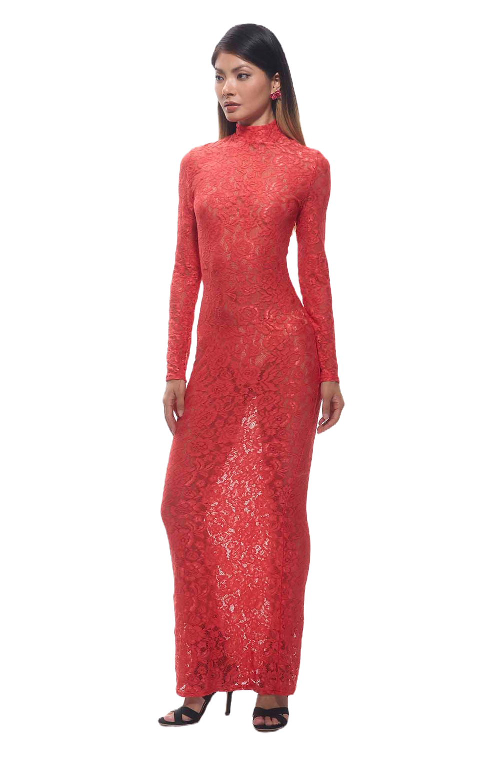 Thumbnail: GUZUNDSTRAUS Red Guipure Floral Lace Maxi Dress