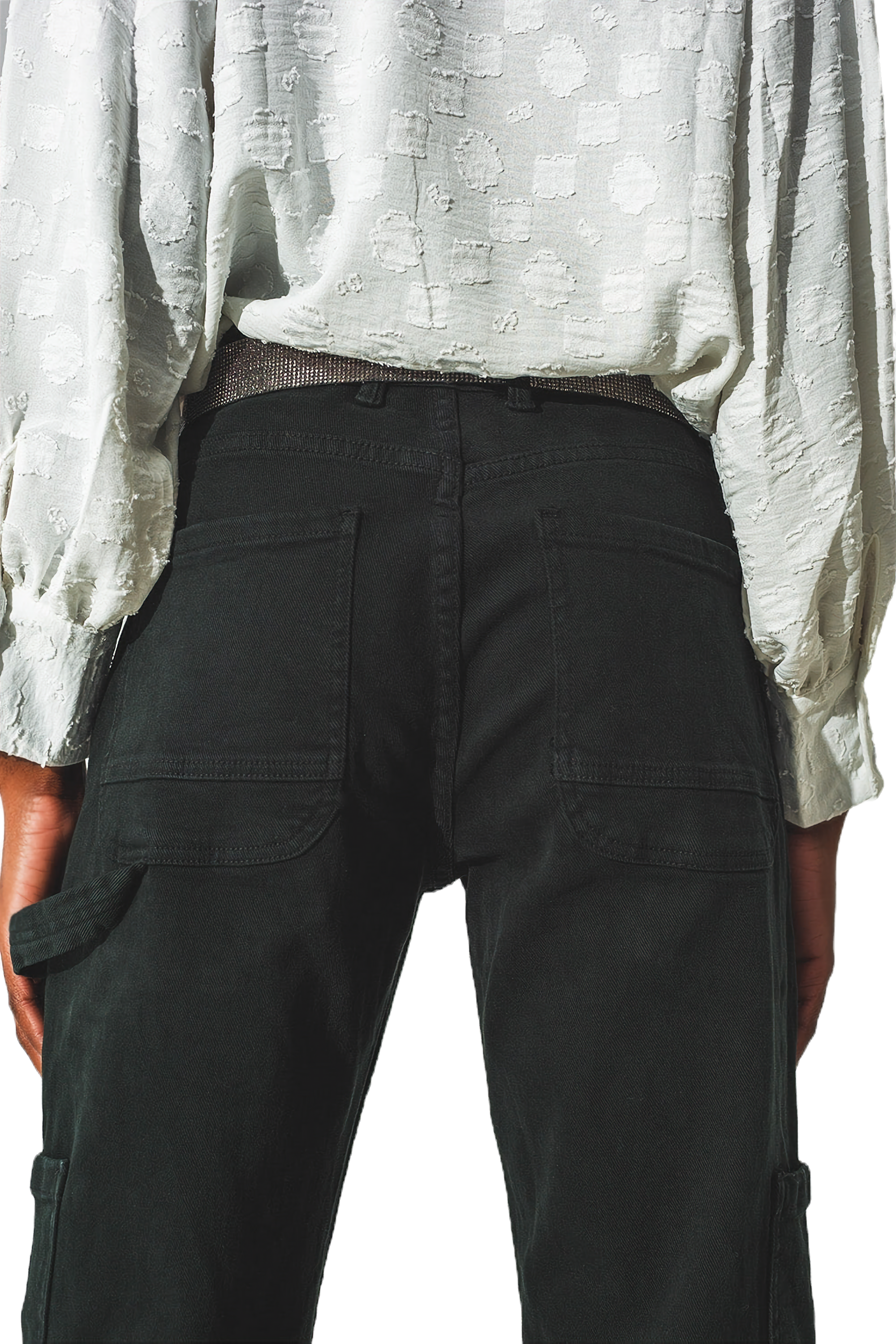 Q2 Straight Leg Cargo Pants in Black