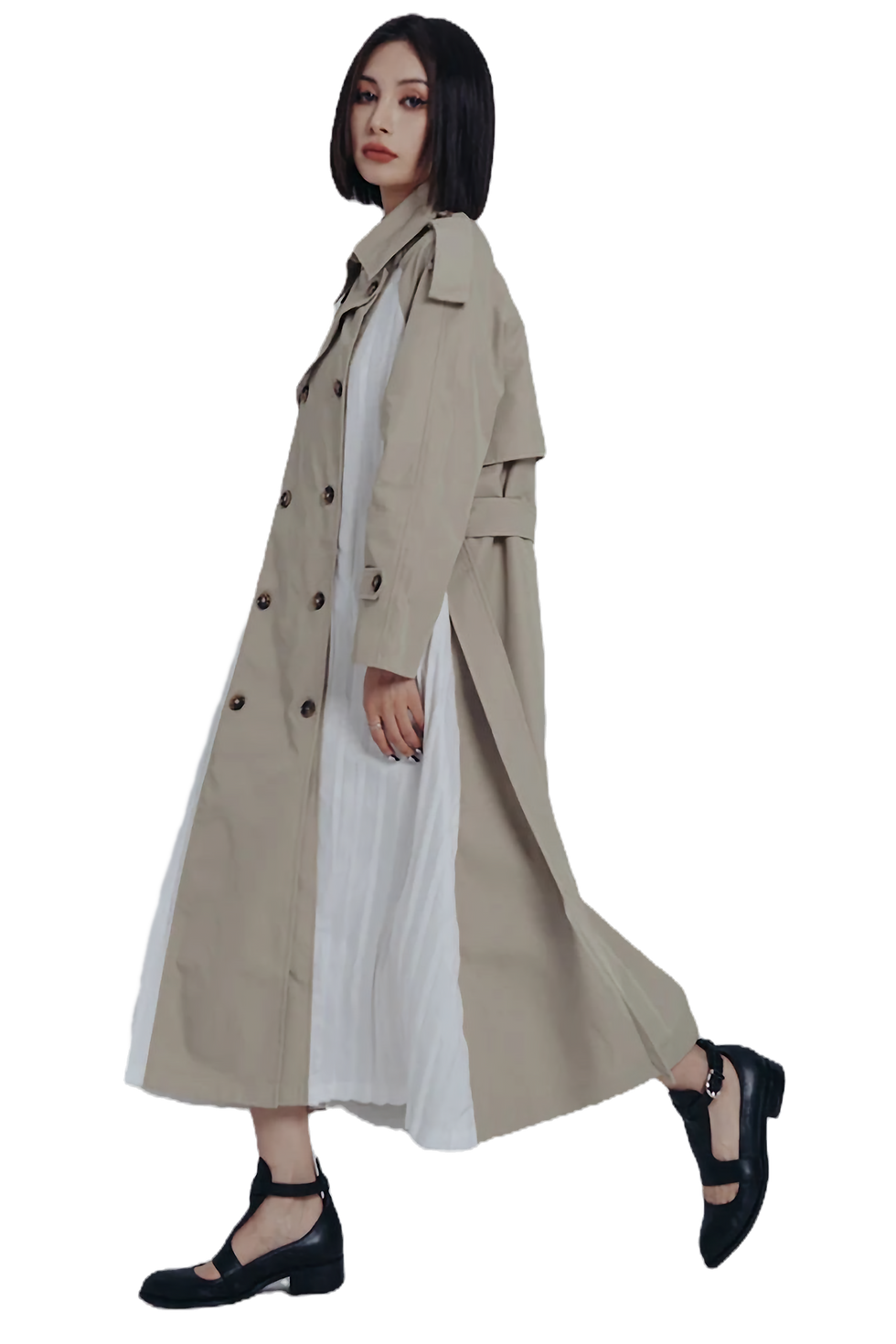 Thumbnail: Marigold Shadows Inspectah Pleated Trench Coat