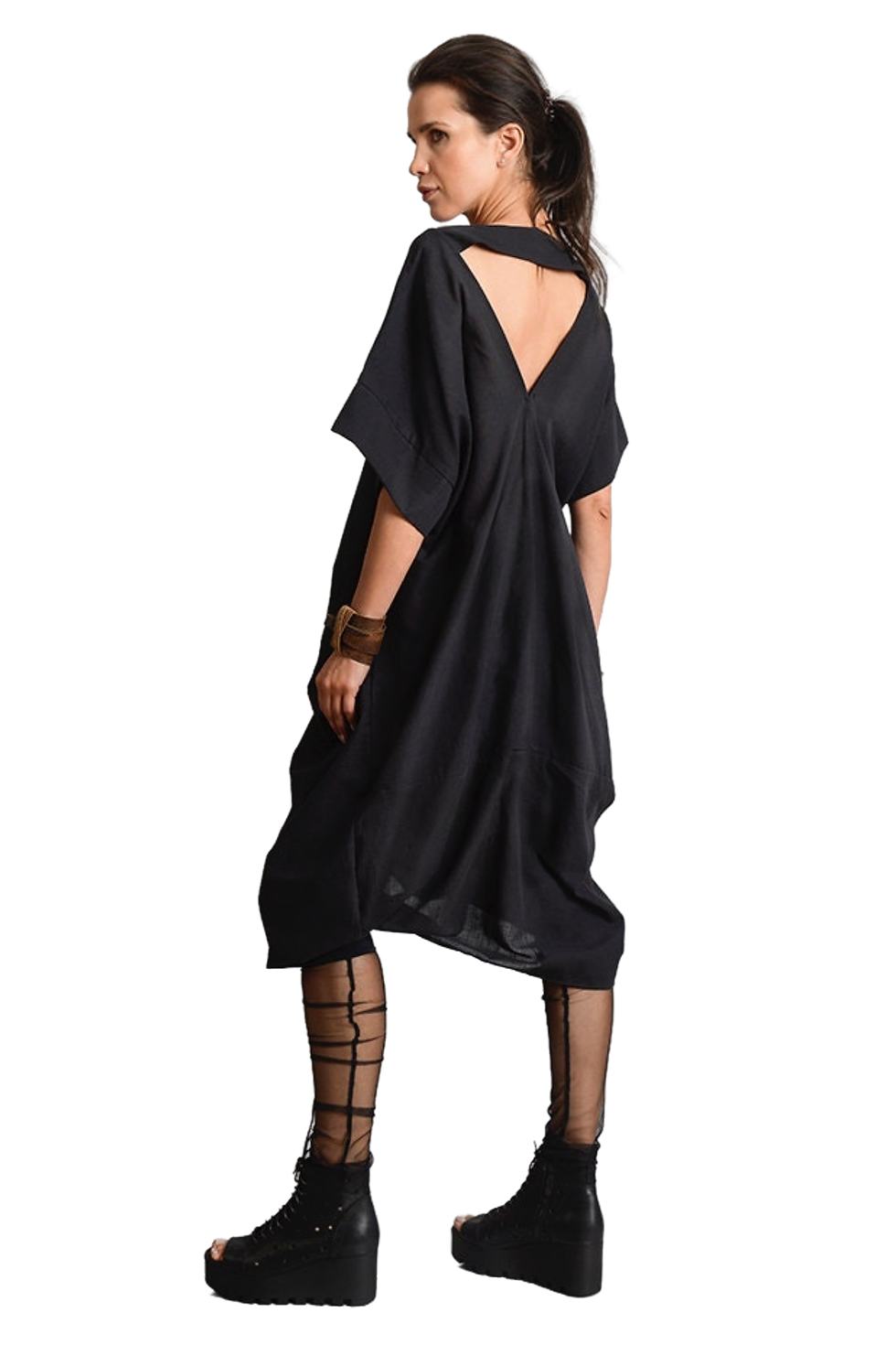 Thumbnail: Metamorphoza Open Back Loose Tunic With Linen