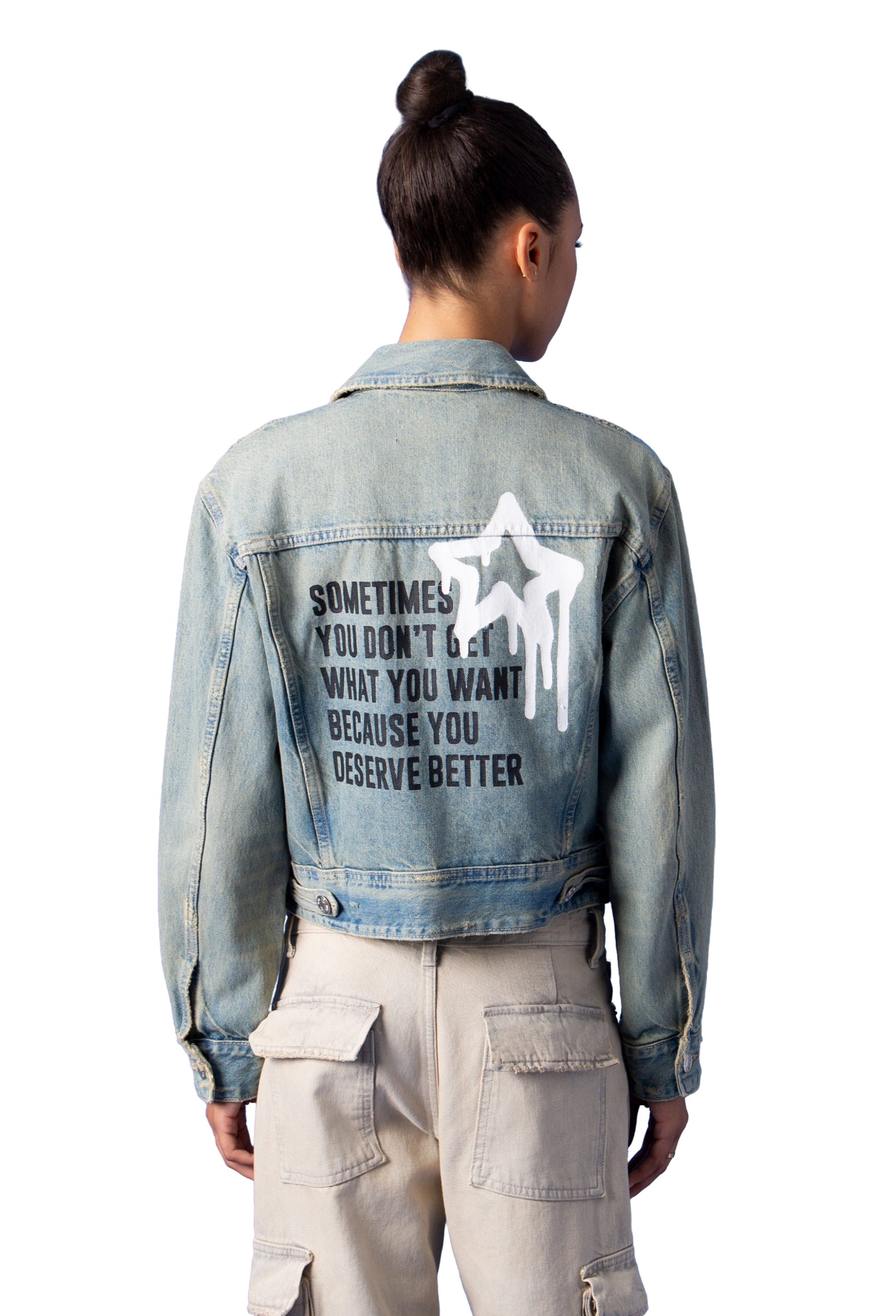 Dream of Desire "DESERVE" Denim Crop Jacket