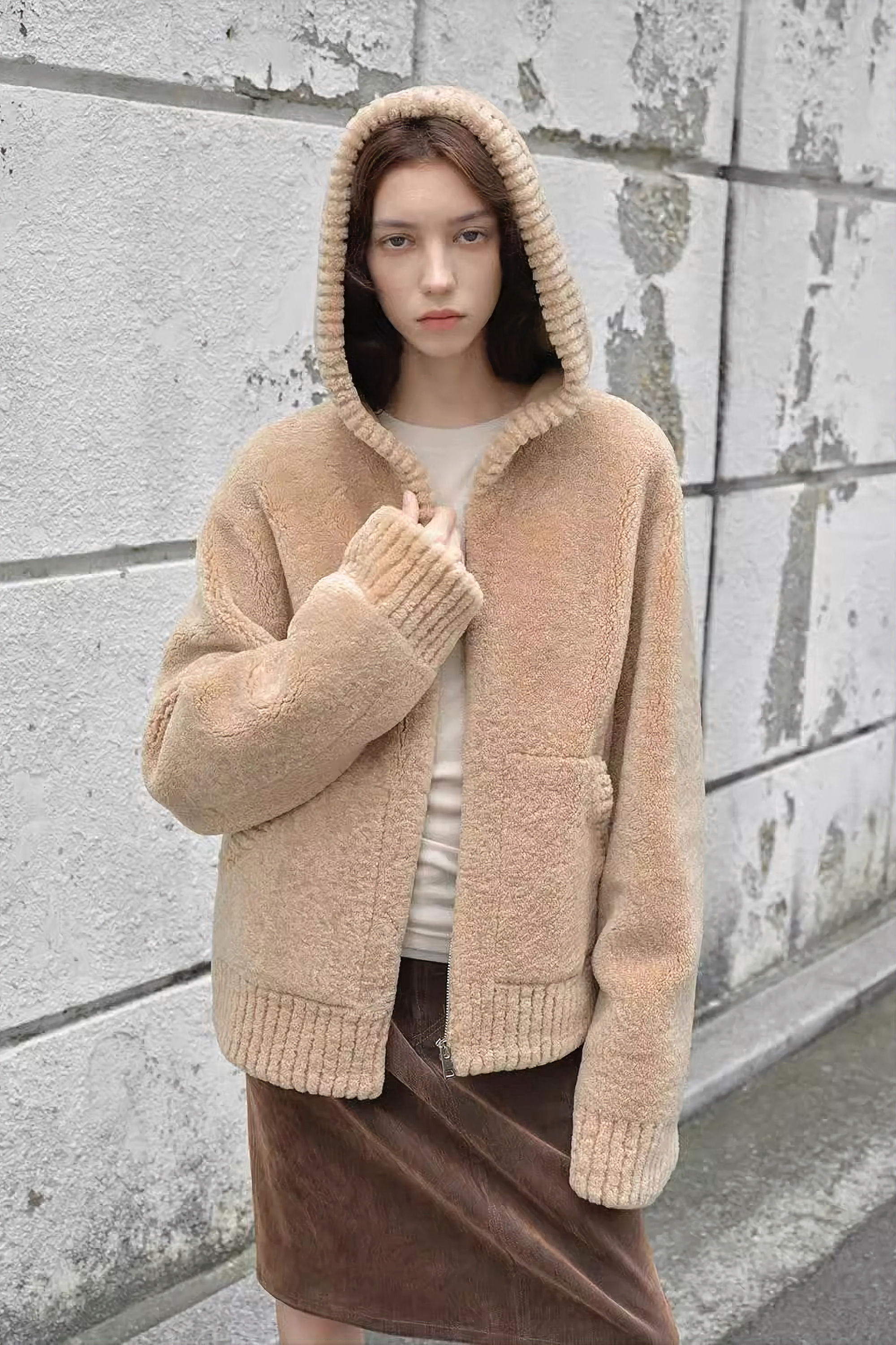 Fireladyfur “Bad Boy” Hooded Merino Sheepskin Jacket