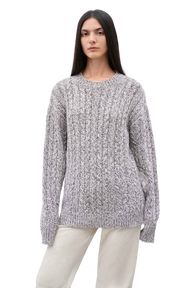 Firelady Fur "Thousand Islands Forest Club" Cable-Knit Wool-Blend Sweater in Light Purple