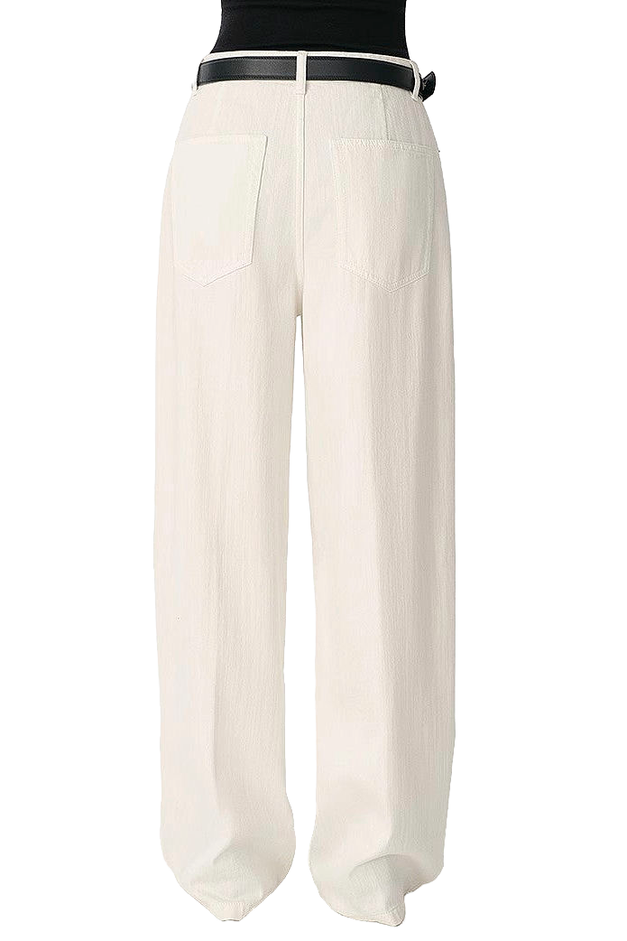 Firelady Fur Washed Cotton Drape Wide-Leg Jeans