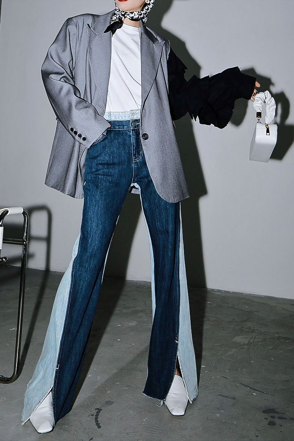 Thumbnail: Marigold Shadows Two-Tone High Waist Wide Leg Jeans