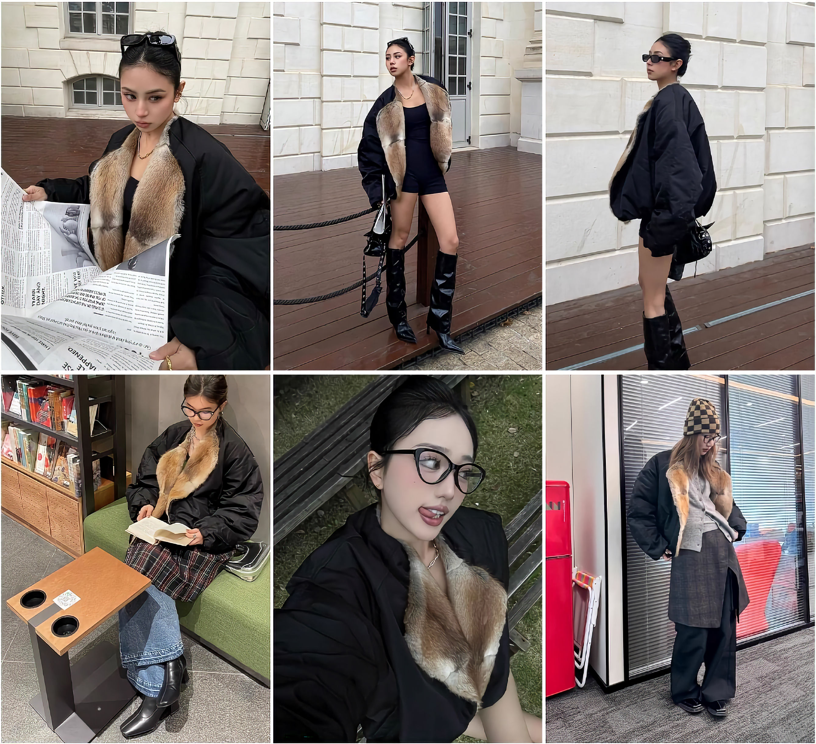 Firelady Fur “Hull Contract” Crop Parka Jacket with Mink Fur Lapel