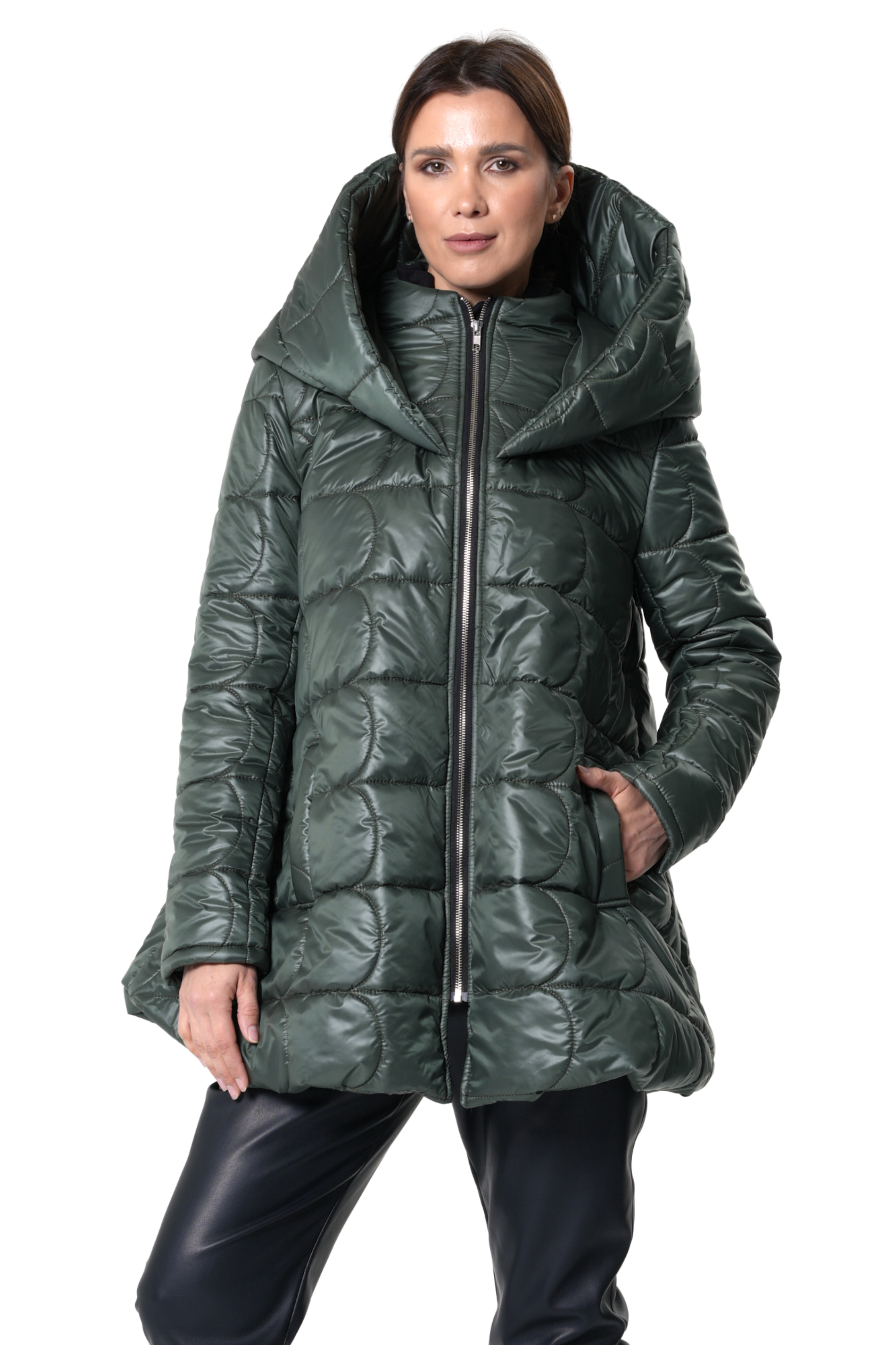 Metamorphoza Green Quilted Puffer Coat with Hood