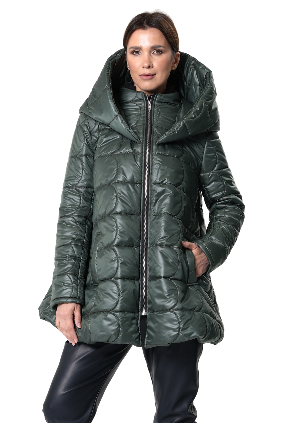 Metamorphoza Green Quilted Puffer Coat with Hood