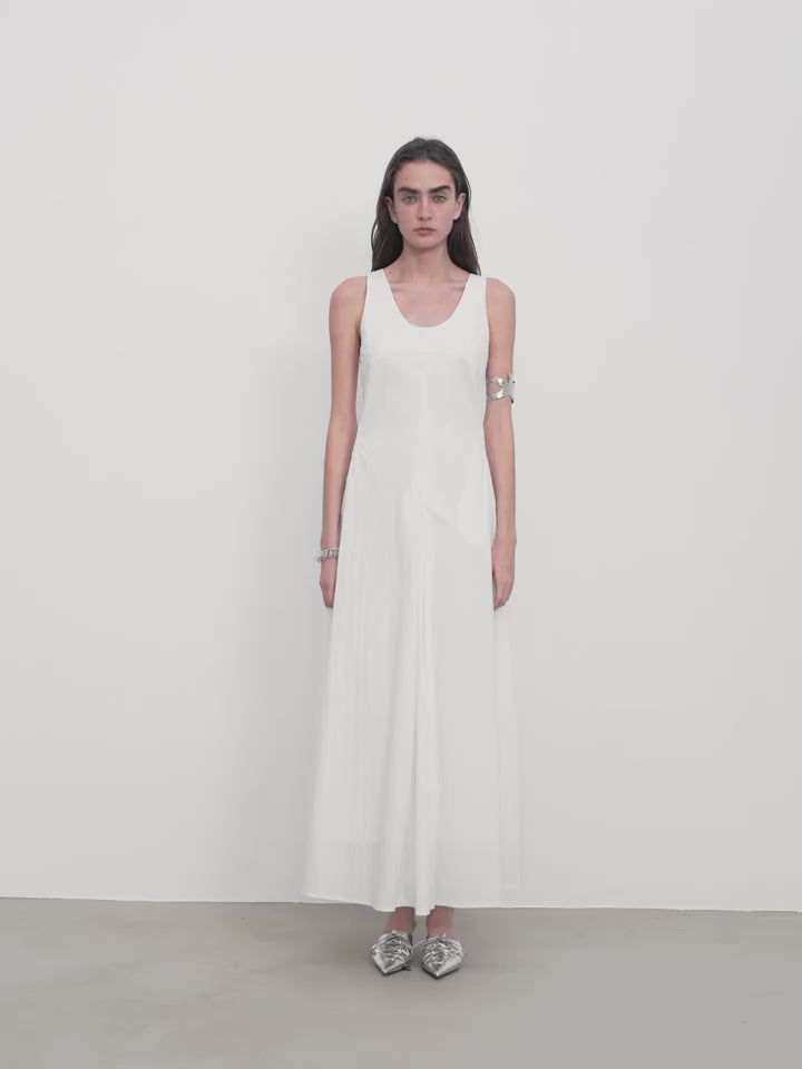 Thumbnail: "Lake Bled" Simple and Slim Texture U-Neck A-Line Slim Fit Vest Dress