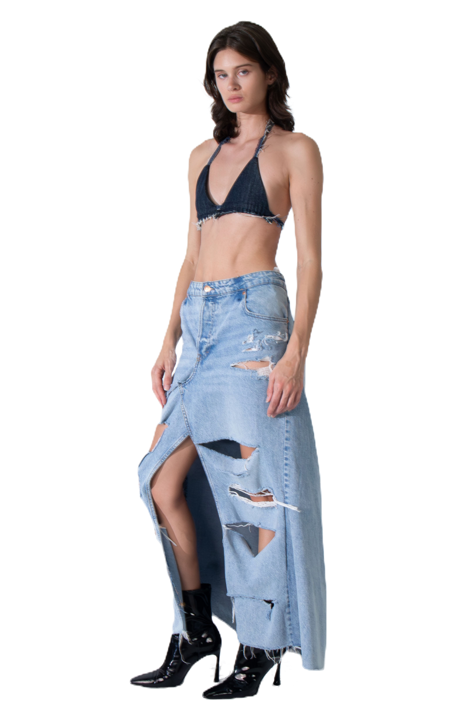 VLACKBOOK Denim Long Skirt