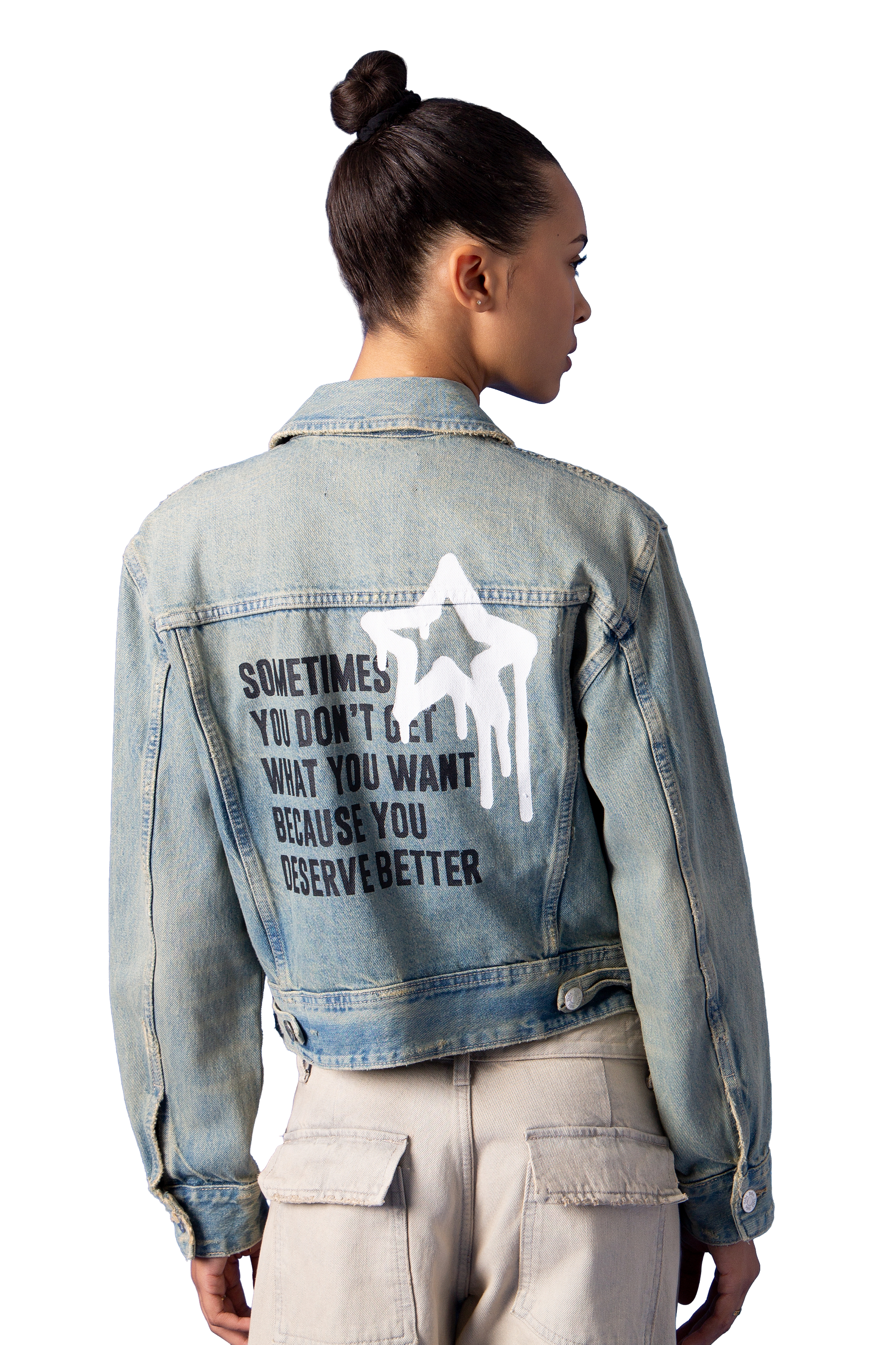Dream of Desire "DESERVE" Denim Crop Jacket