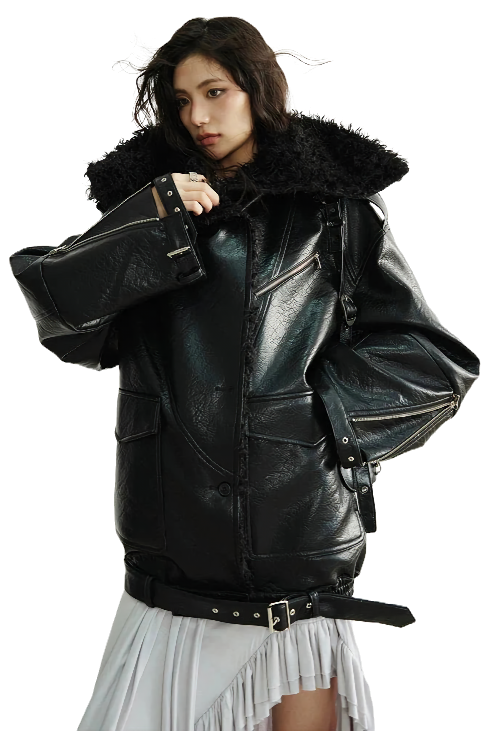 Marigold Shadows Pumaba Fuzz Motorcycle Jacket