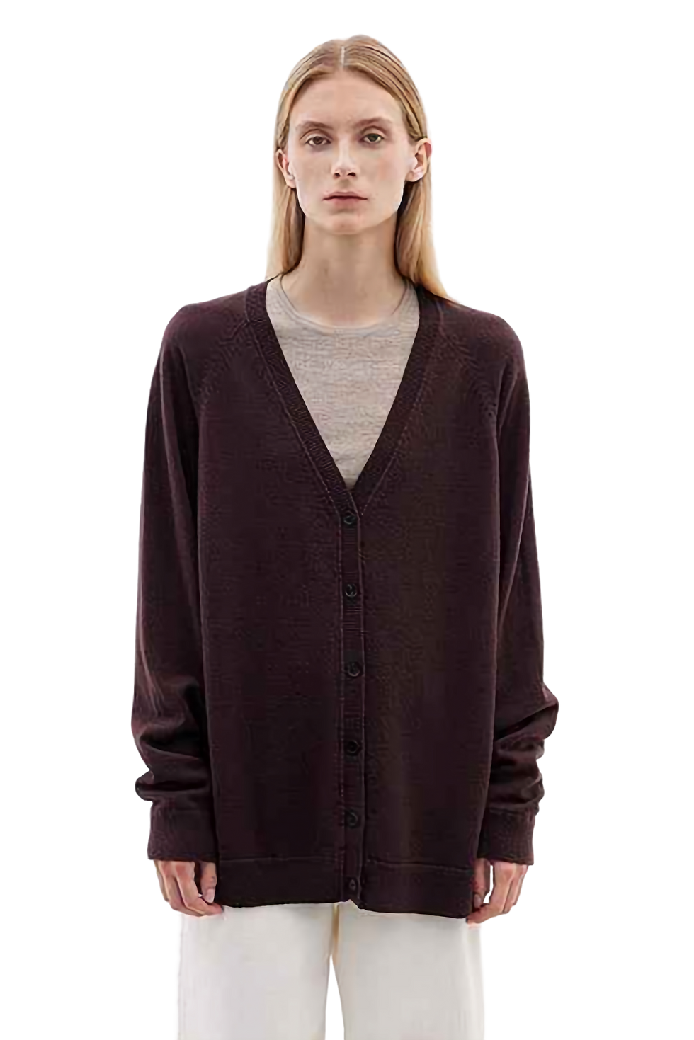 Firelady Fur Australian Merino Wool Loose V-Neck Wool Knitted Cardigan