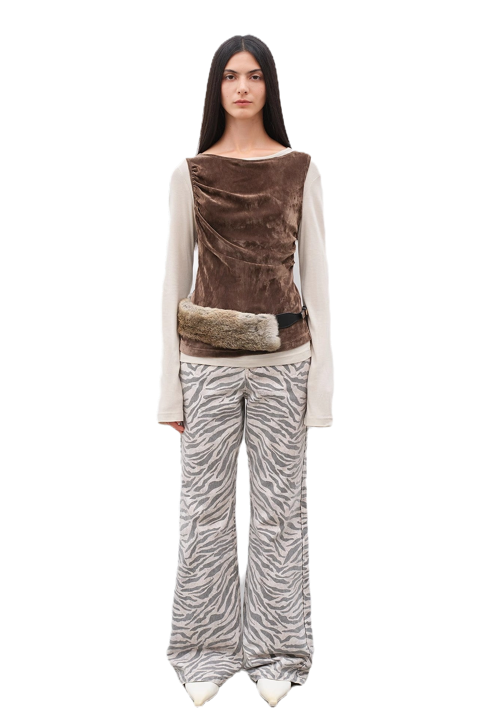 Firelady Fur "Wilful Zebra" Custom Zebra Print Stone Washed Flared Jeans