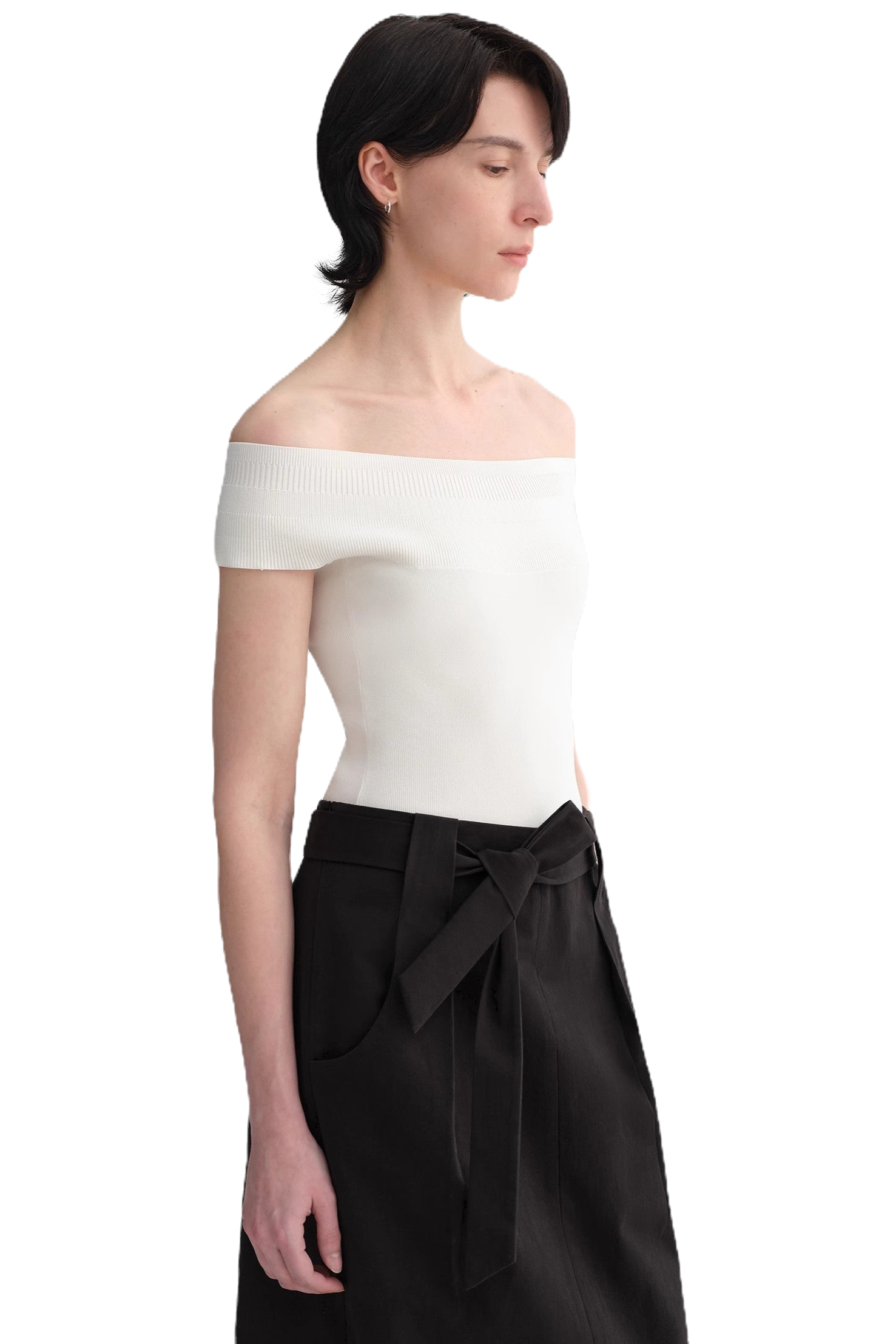 Firelady Fur Mulberry Silk Blend Off-Shoulder Open Back Elegant Knit Top