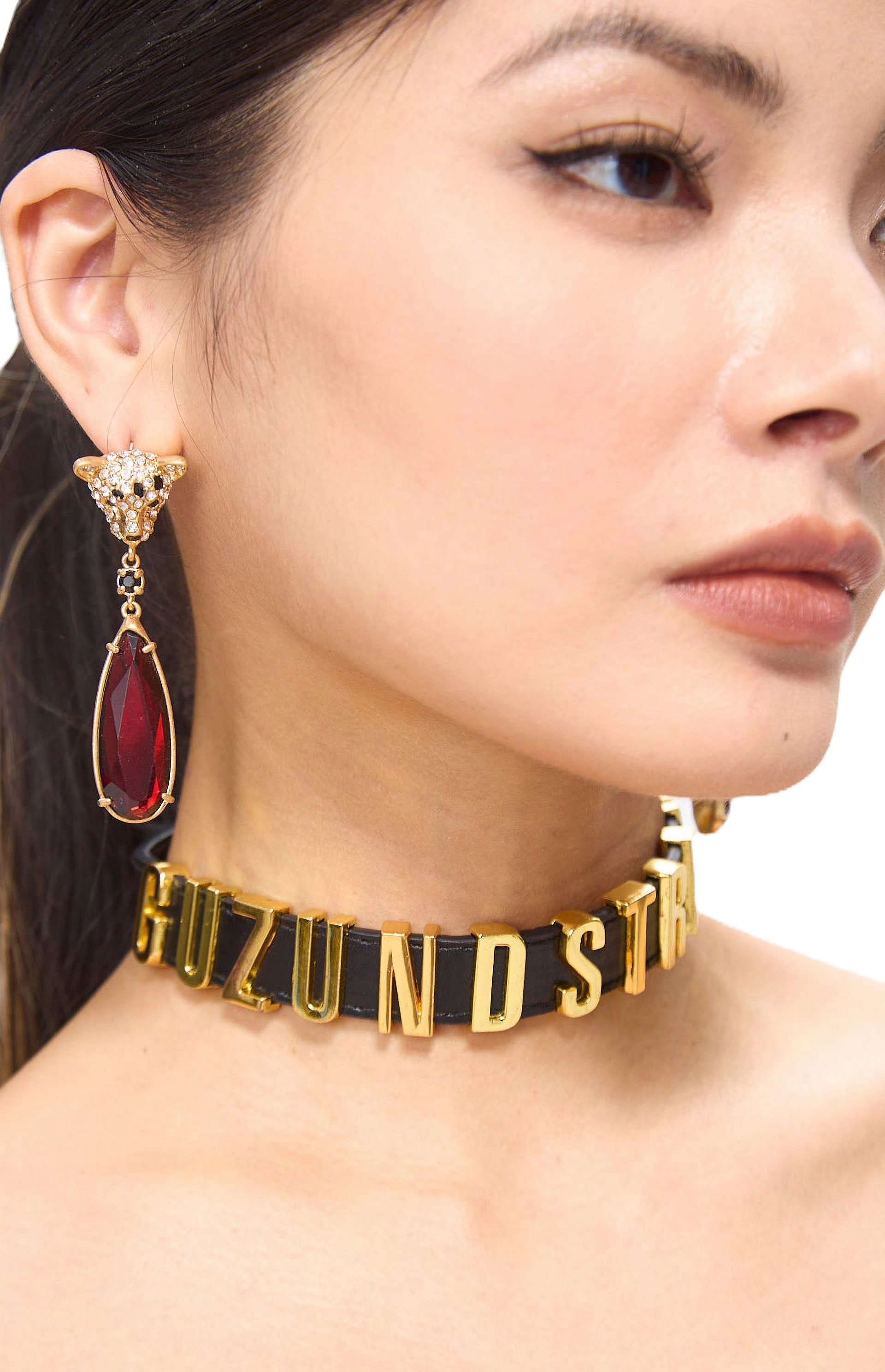 GUZUNDSTRAUS Jita Leopard Head Shape Diamond Vintage Earrings