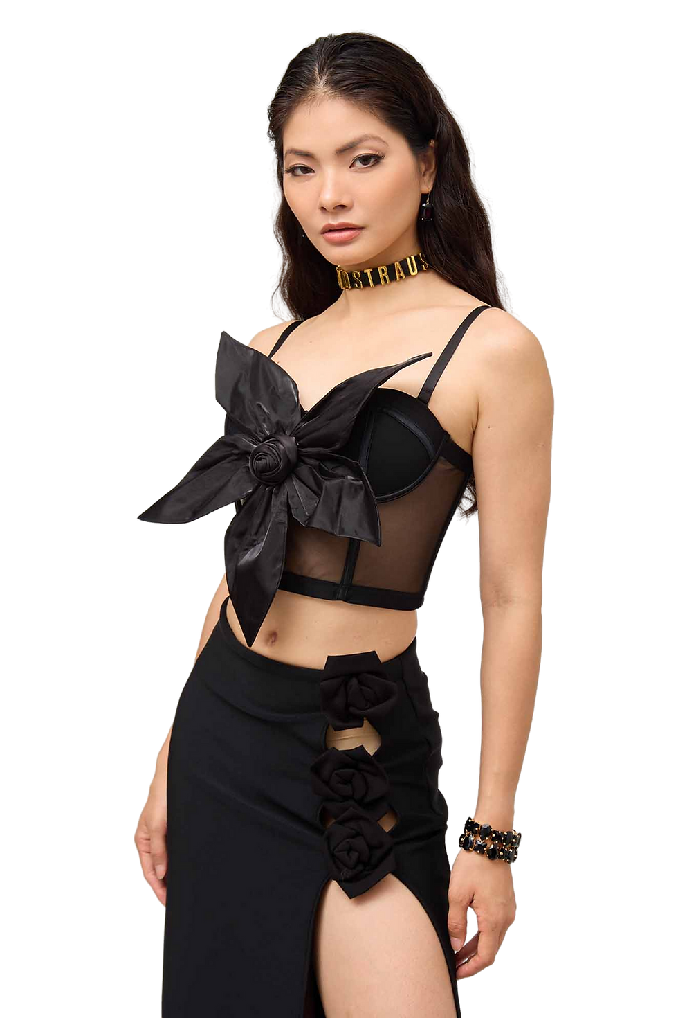 Thumbnail: GUZUNDSTRAUS Mlow Flower Mesh Corset Top