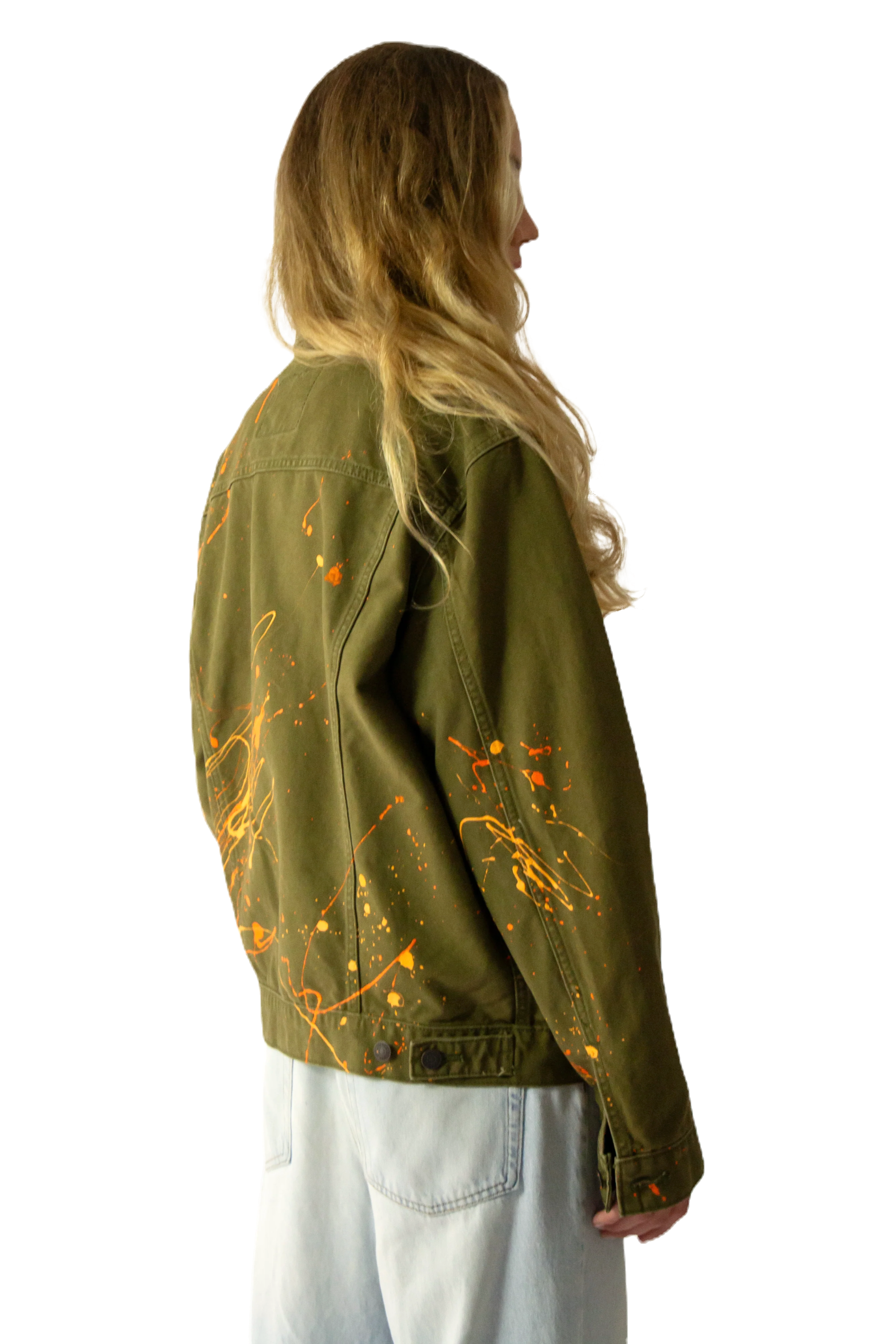 Dream of Desire Hand-Painted Green Utility Jacket in Small