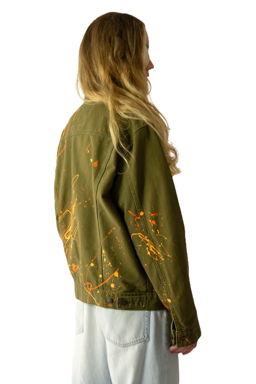 Thumbnail: Dream of Desire Hand-Painted Green Utility Jacket in Small