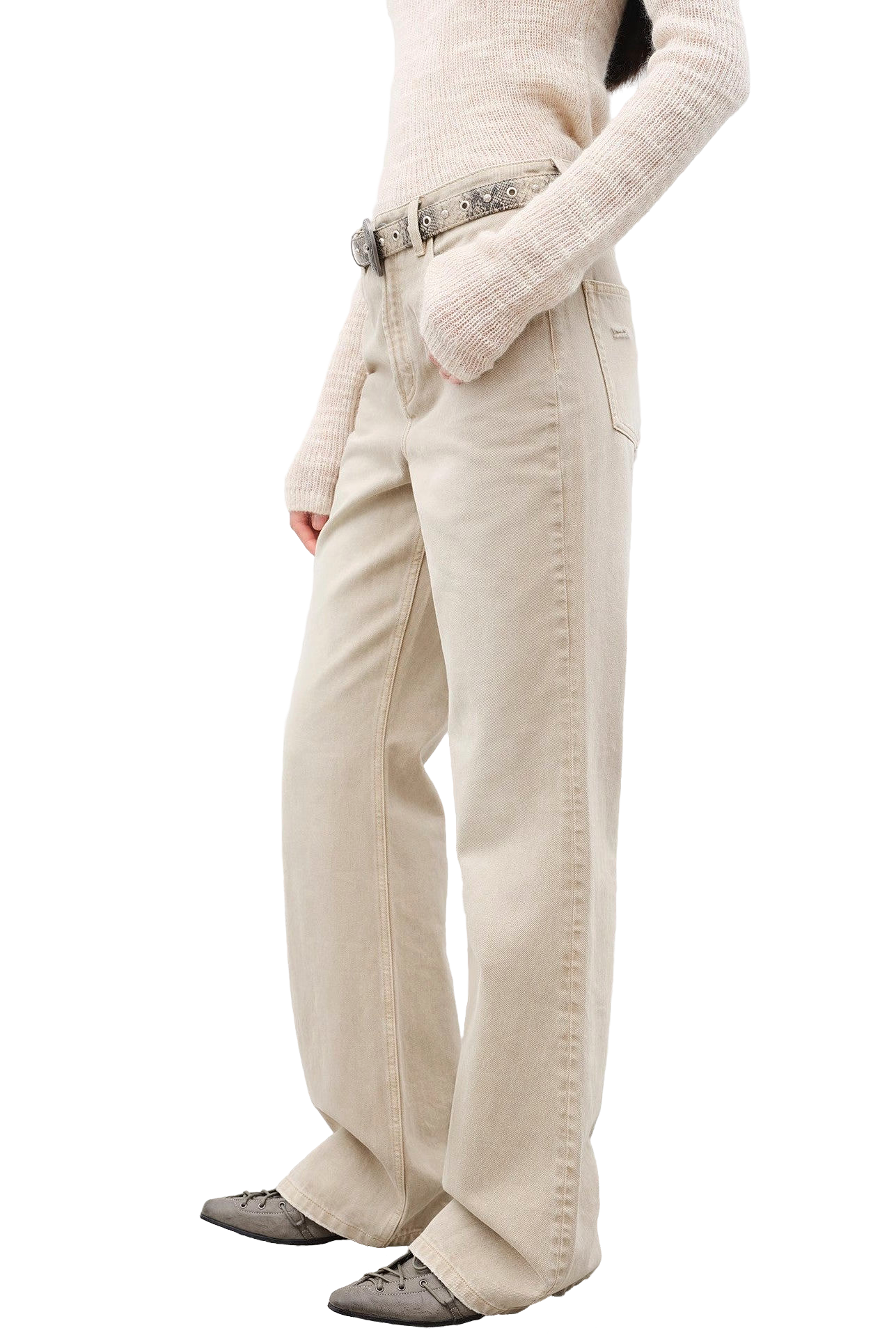 Firelady Fur "Flare Mark" Retro All-Season Slim-Fit Washed Flared Jeans