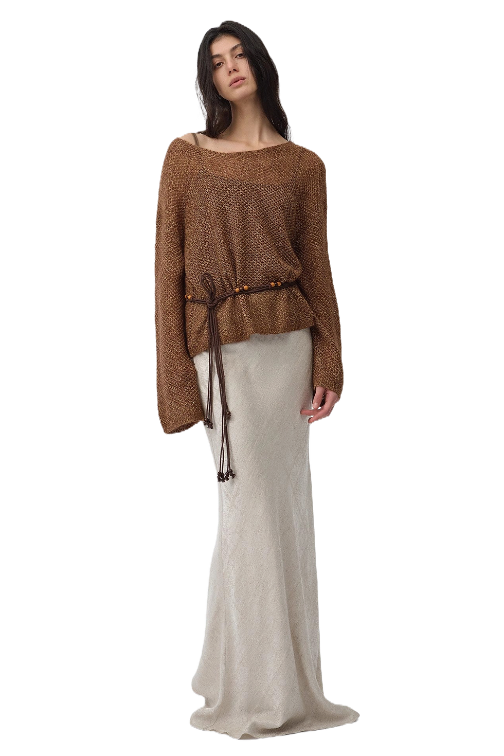 Thumbnail: Firelady Fur "Sparkling Spring" Mohair Blend Boat Neck Sequin Hollow Sweater Top