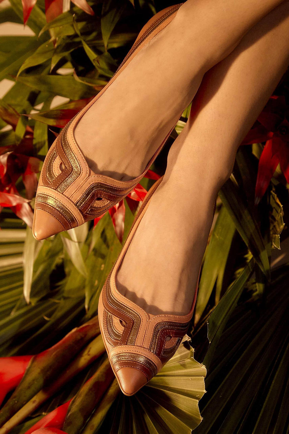 Mangara Atelier Leather Flat Ballerinas With Layered Detail