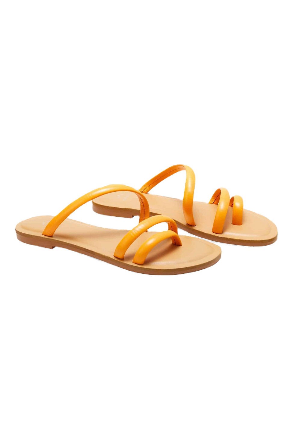 Thumbnail: Mangara Atelier Minimalist Calf Leather Three-Strap  Flat Slide Sandals
