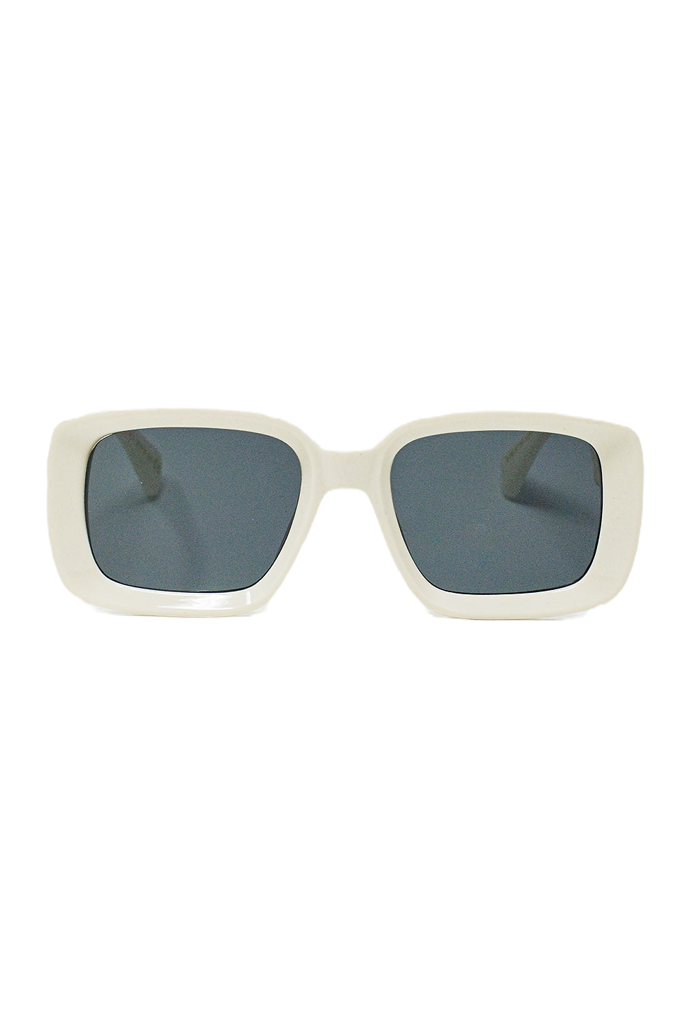 Q2 Oversized Rectangular Sunglasses With Wide Frame in White