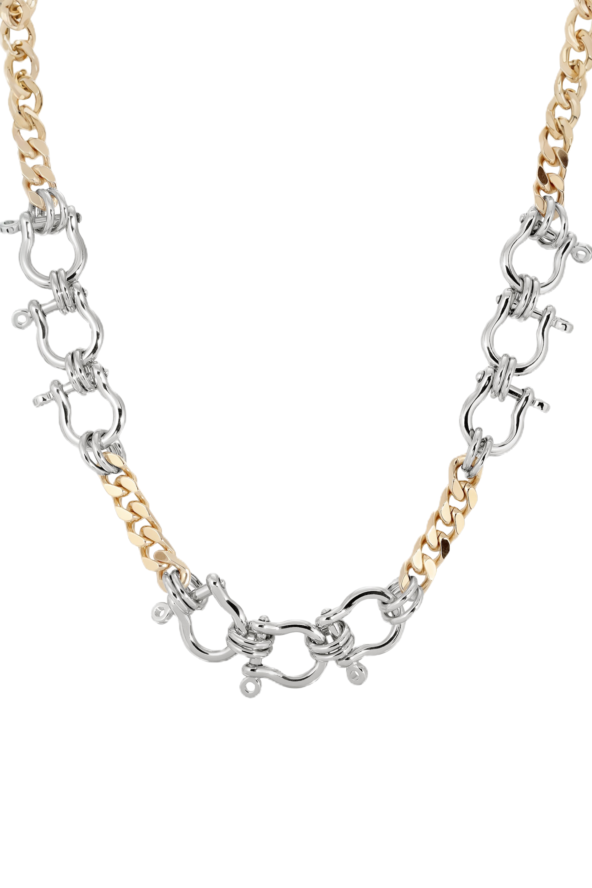 Eklexic Two-Toned Hendrick Necklace - Handmade in USA from 10k gold or rhodium silver plated brass